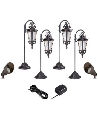 Casa Marseille High Traditional 8-Piece Outdoor Landscape Path and Spot Light Kit Porch LED Bulb Finish