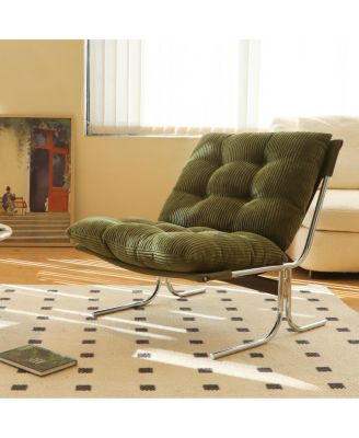 Modern Green Accent Chair with Metal Frame