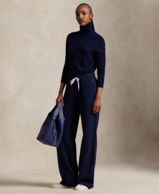 Women's Drawstring Fleece Wide-Leg Sweatpant