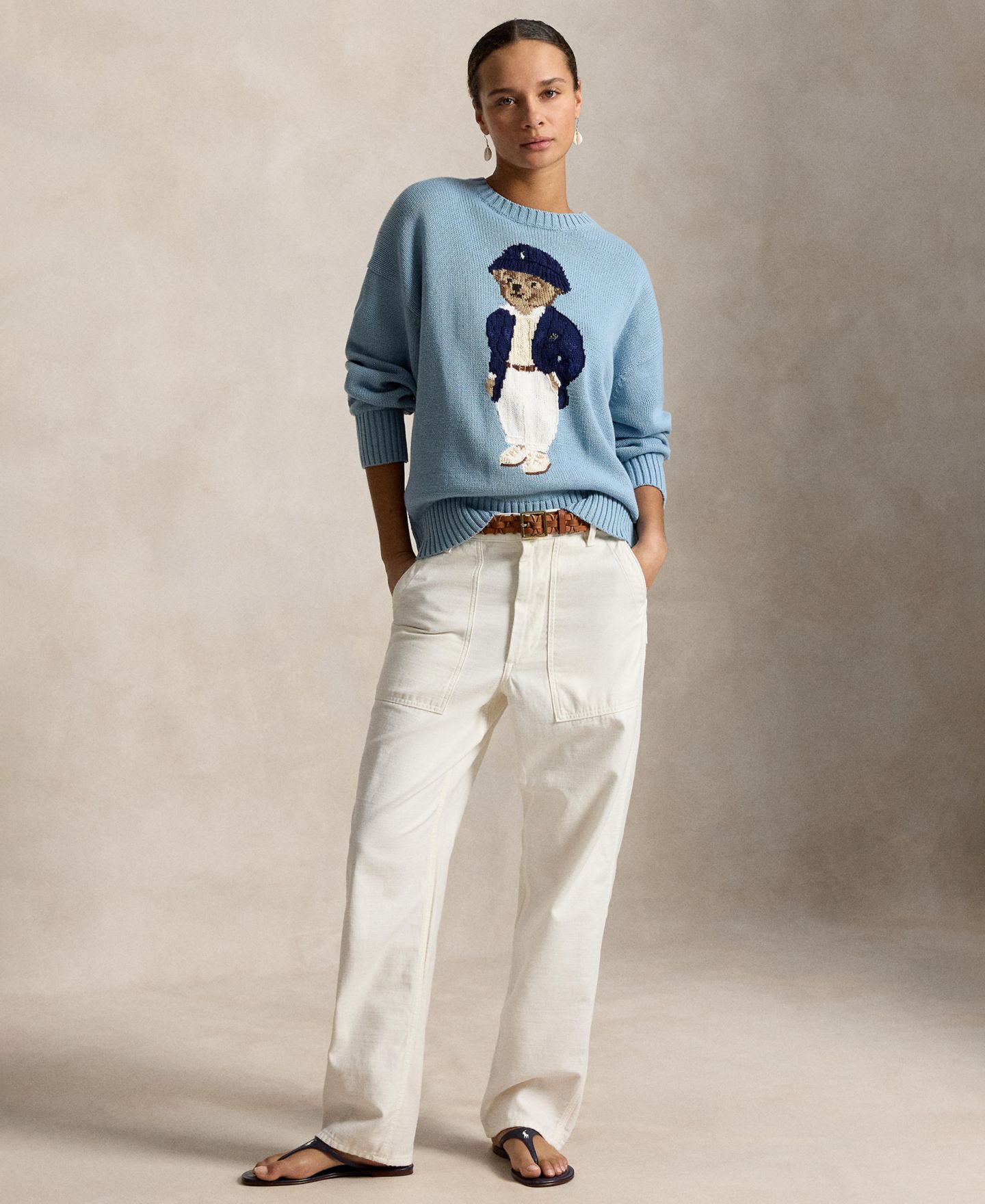 Женский свитер Polo Ralph Lauren Polo Bear Oversized Crewneck, цвет: Синий — фото 2