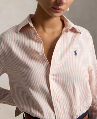 Women's Classic Fit Striped Linen Shirt