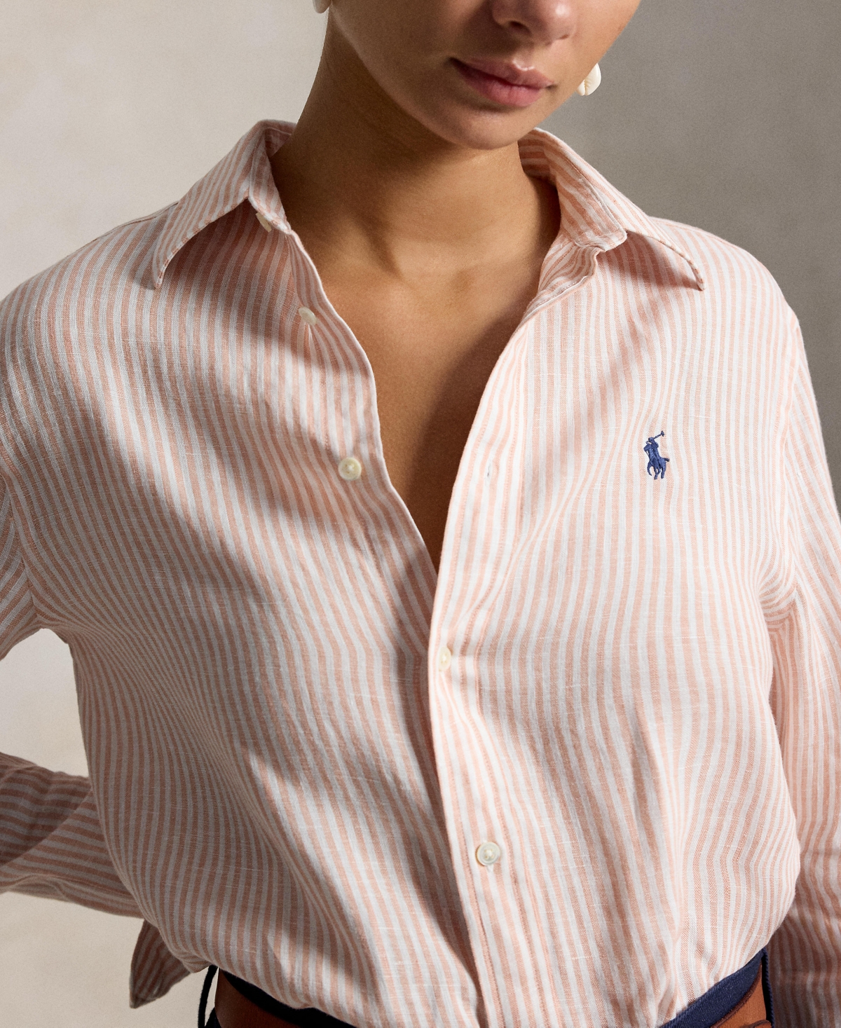 Polo Ralph Lauren Women's Classic Fit Striped Spread Collar Shirt
