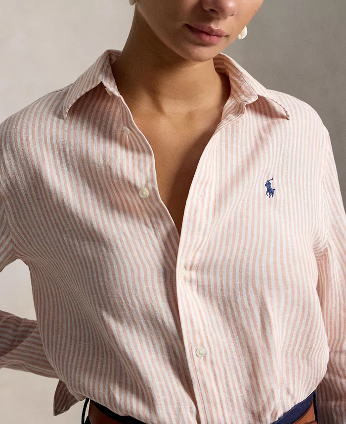 Women's Classic-Fit Striped Linen Shirt - thumbnail 8