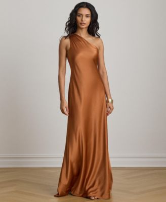 Satin Charmeuse One-Shoulder Gown
