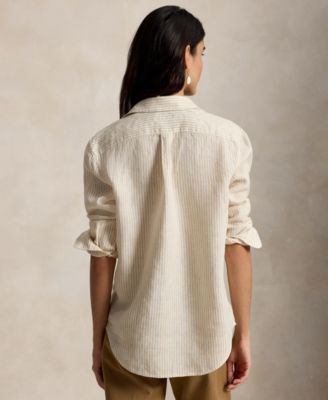 Women's Classic Fit Striped Linen Shirt