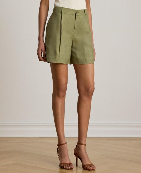 Женские шорты Lauren Ralph Lauren High-Rise Pleated Twill, цвет: Light Agave