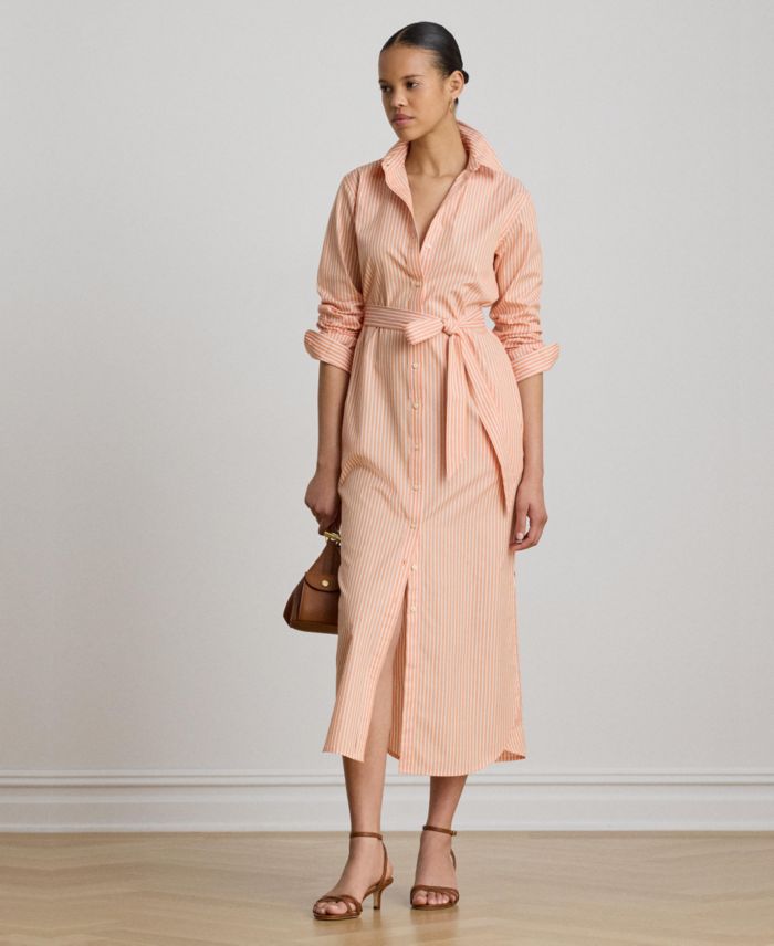 Lauren Ralph Lauren Women's Point Collar Striped End-On-End Shirt-Dress