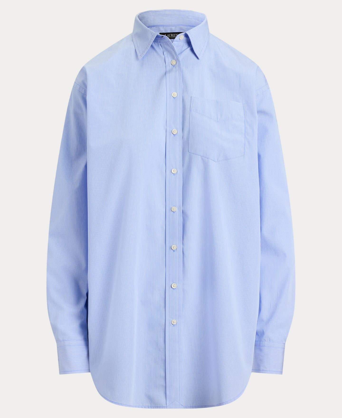 Женская рубашка Lauren Ralph Lauren Point Collar Striped Broadcloth, цвет: Синий / Белый — фото 7