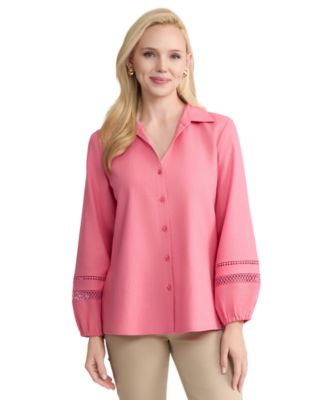 Women's Collared Long-Sleeve Linen Shirt