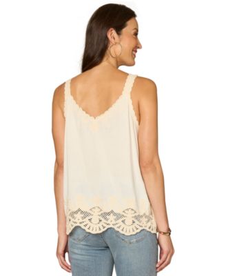  Women’s Scallop Edge Hem Woven Tank Top