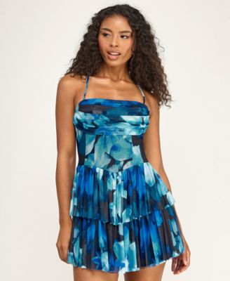 macy's city studio party blue dress City Studios Juniors' Lace Fit & Flare Dress