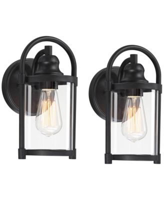 Rustic Farmhouse Outdoor Wall Light Fixtures Set of 2 10 Clear Glass for Exterior Barn Deck House Porch Yard Patio Outside
