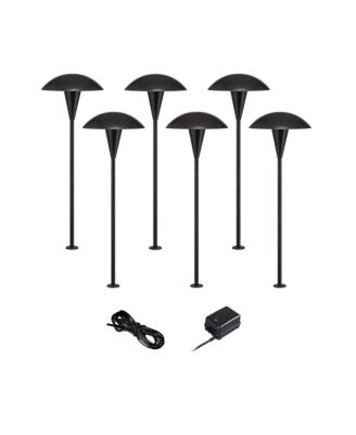 Mushroom  High Mid Century Modern 8-Piece Outdoor Landscape Lighting Set Porch House LED Bulb Metal Shade