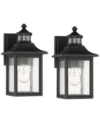 Moray Bay Mission Outdoor Wall Light Fixtures Set of 2 Dusk to Dawn Motion Sensor 11 Seedy Glass for Exterior