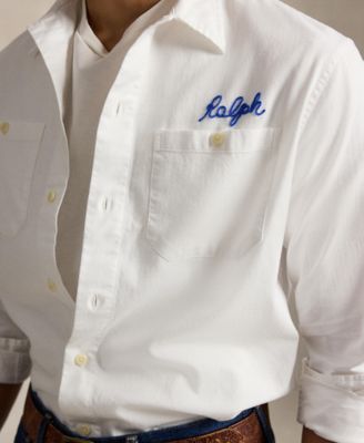 Men's Embroidered Herringbone Overshirt