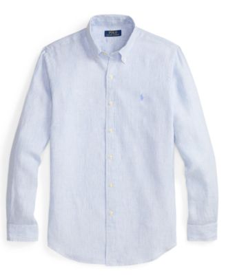 ralph lauren men's button down dress shirts Polo Slim Fit Stripe Shirt, White/Blue (S) at Amazon Men's Clothing store Long sleeves with buttoned barrel cuffs Ralph Lauren Men's Classic Fit