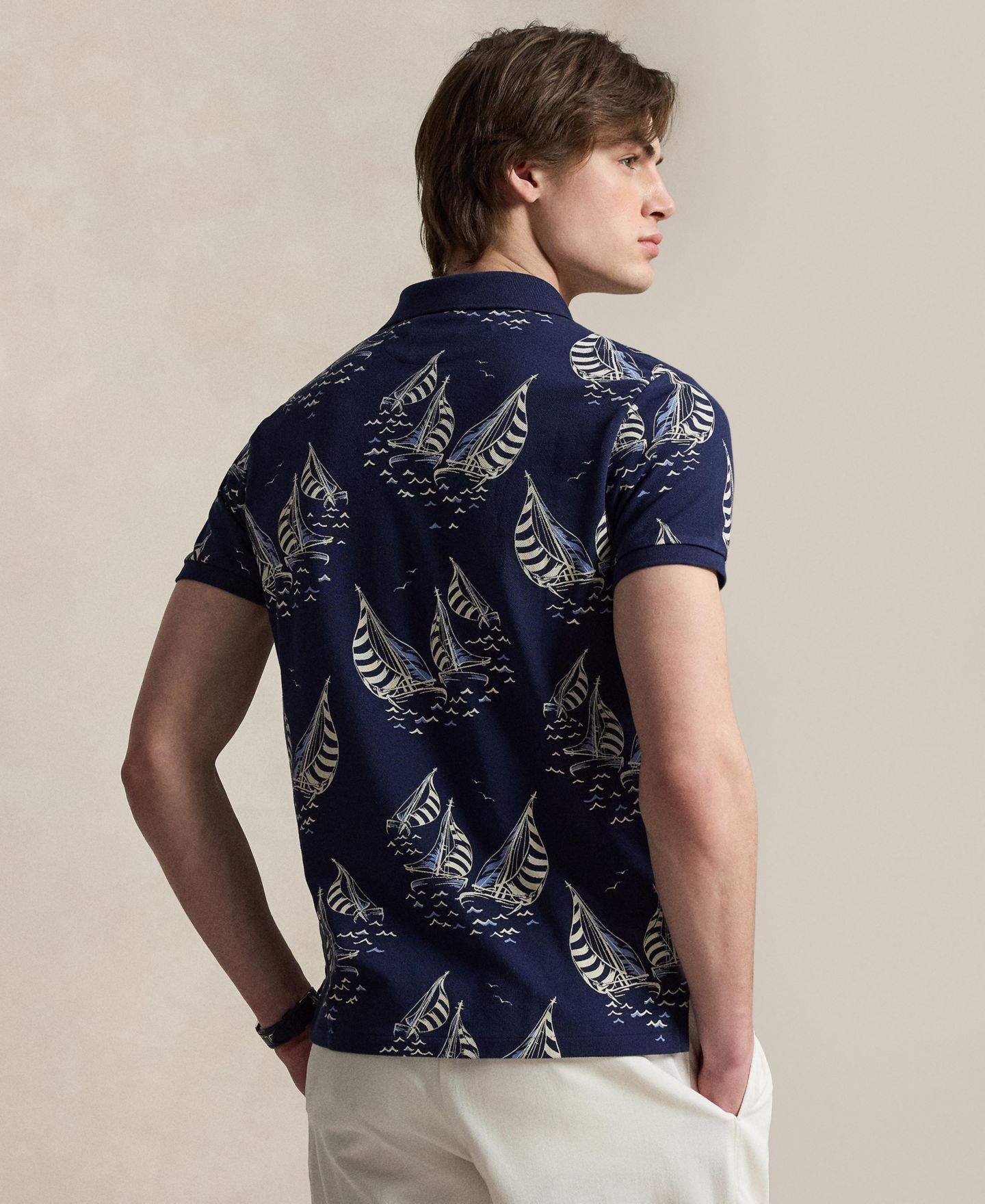 Мужское поло Polo Ralph Lauren Classic-Fit Sailboat Mesh Polo Shirt, цвет: Тёмно-синий — фото 4