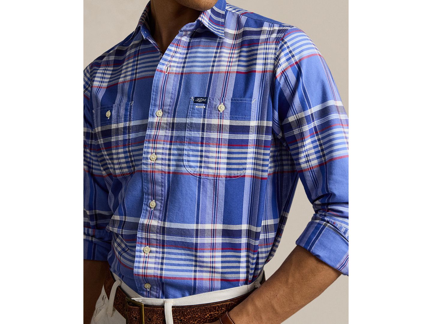 Мужское поло Polo Ralph Lauren Classic-Fit Polo, цвет: Синий красный разноцветный — фото 3