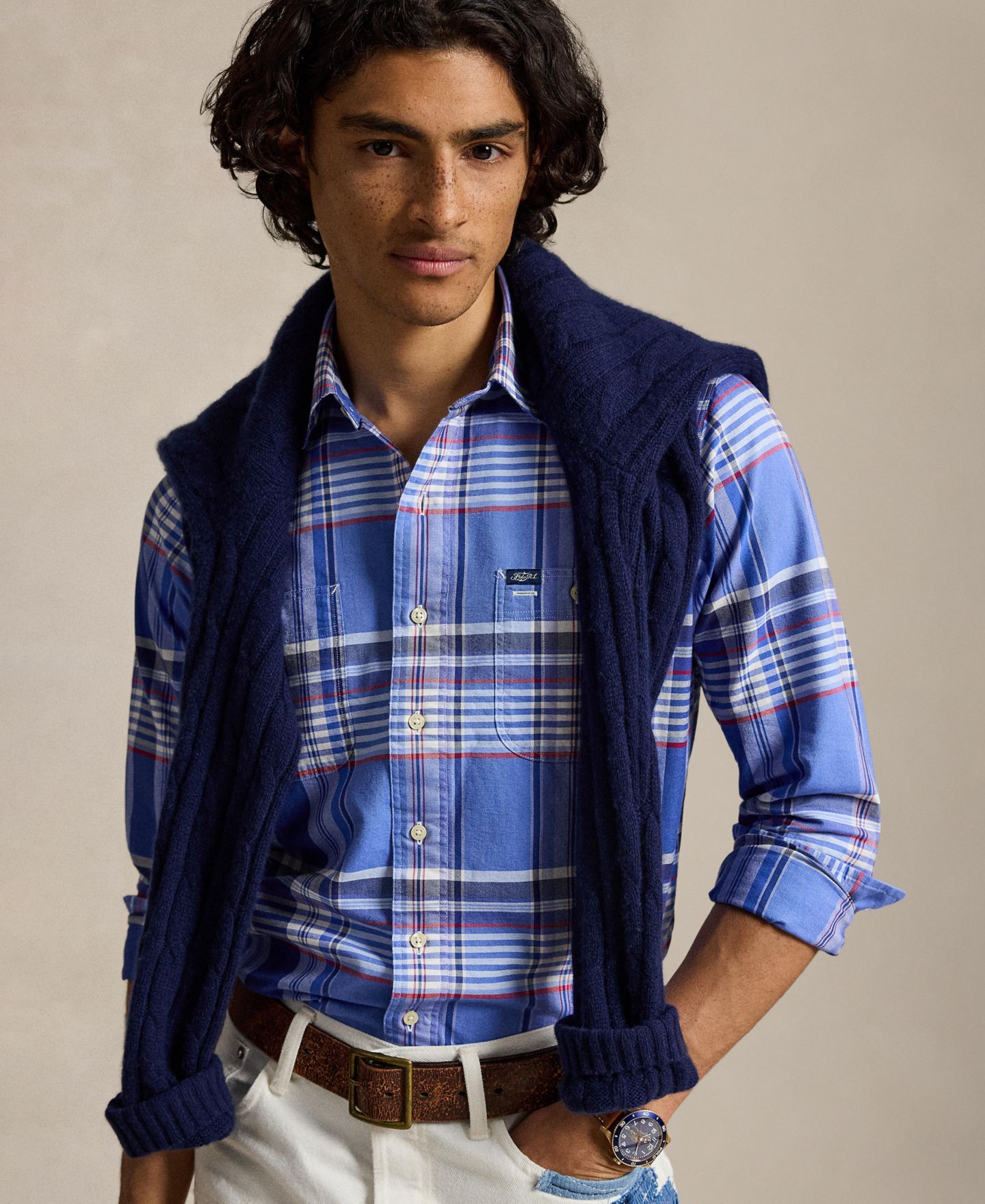 Мужское поло Polo Ralph Lauren Classic-Fit Polo, цвет: Синий красный разноцветный — фото 6