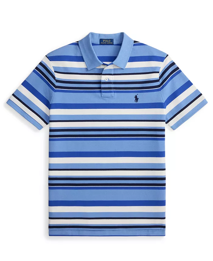 Men's Custom Slim-Fit Striped Mesh Polo Shirt - thumbnail 6