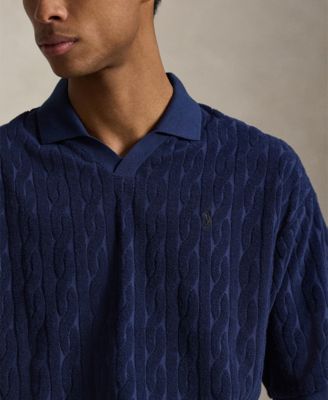 Men's Classic-Fit Cable-Knit Terry Polo Shirt thumbnail 3