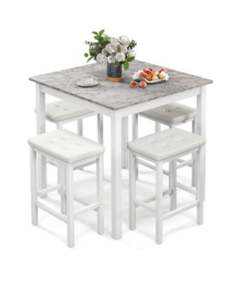 5-Piece Counter-Height Bar Table Set with 4 Padded Stools