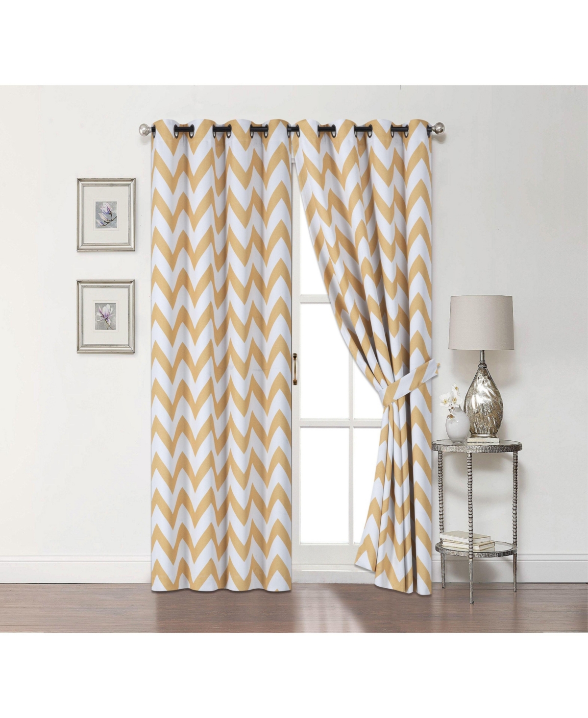 Kate Aurora 2 Piece Chevron Room Darkening Grommet Top Window Curtain Panels