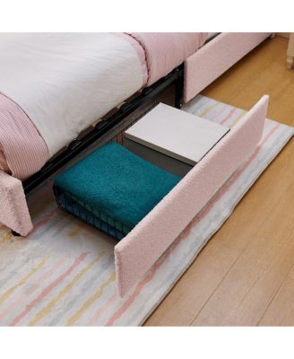 Kids Upholstered Bed w/ Rabbit Headboard, LED and Drawers