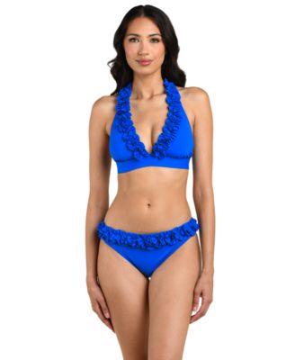 Women's Island Goddess Ruffled Halter Bikini Top
