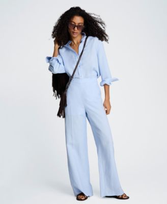 Women's Pull-On Linen Wide-Leg Pants