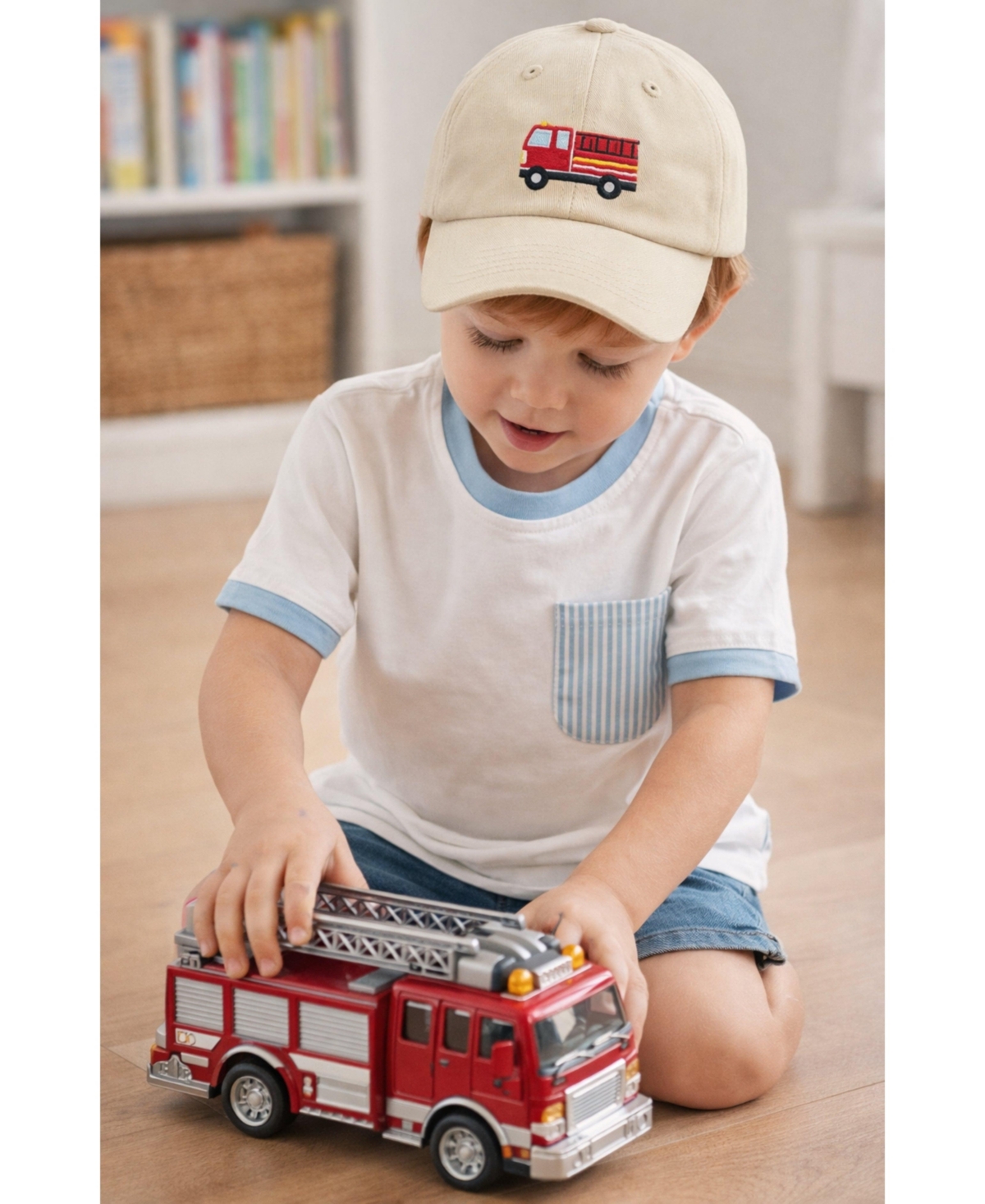 Bits & Bows Boys Little/Big Firetruck Baseball Hat