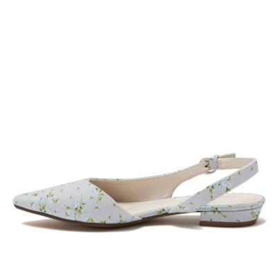 Women's Floral Linen Slingback Low Heels