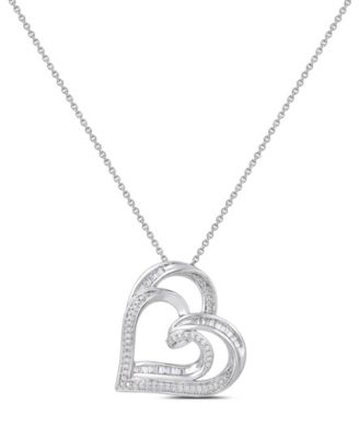 Diamond Double Heart Adjustable Pendant Necklace (1/4 ct. t.w.) in Sterling Silver