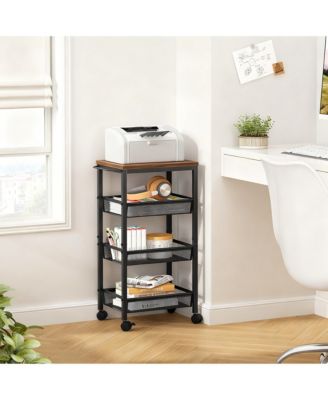  4-Tier Metal Wire Shelves Kitchen Utility Cart with Wheels Narrow Mobile Shelving Unit