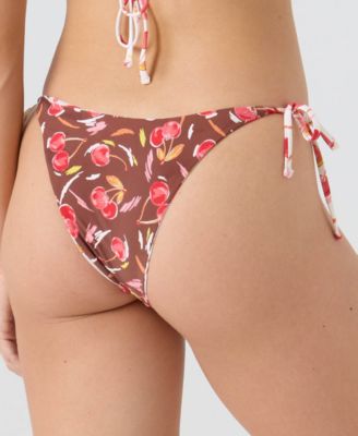 Women's Cherry Printed Tie-Sides Swim Bottoms