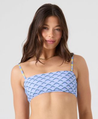 Women's Printed Lace-Up Bandeau Neck Bikini Top
