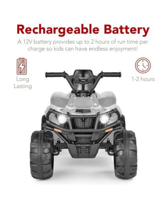 12V Kids Ride-On ATV Quad w/ Bluetooth, 2.4mph Max, Treaded Tires, LED Lights, Radio