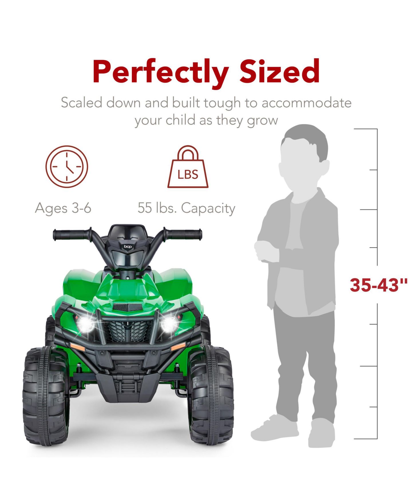 Детская игрушка Best Choice Products 12V Kids Ride-On ATV Quad with Bluetooth, 55 lbs. Capacity, Ages 3+, цвет: Зелёный — фото 6