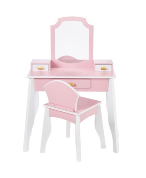 Детские игрушки Best Choice Products Wooden Vanity with Mirror and Drawers, 2-Piece Set, Ages 3+, цвет: Розовый