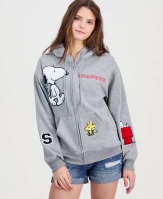 Juniors' Patchwork Graphic Zip-Up Hoodie