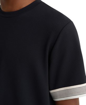 Men's Textured Tape-Cuff Modern-Fit T-Shirt