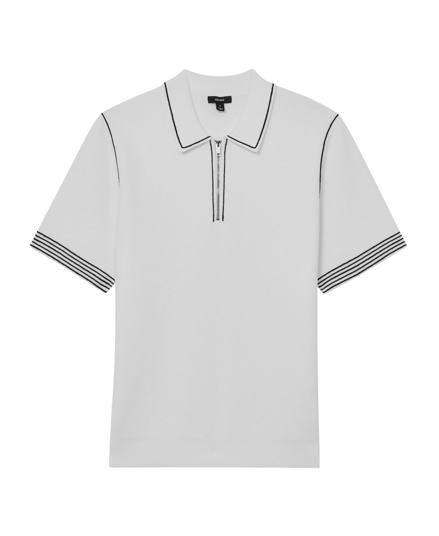 Мужское поло REISS Mason Stitch-Detail Half-Zip Polo Shirt, цвет: Белый — фото 6