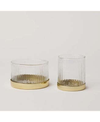 Fluted Glass Votive Candle Holder Set