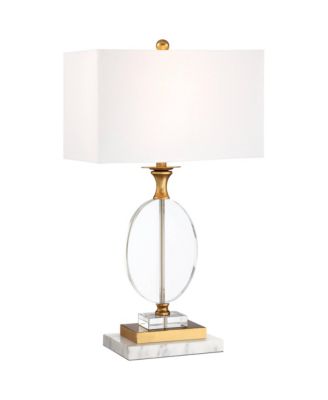 Valerie Modern Table Lamp with Riser 28" Tall Clear Crystal Fabric Shade for Bedroom Living Room Bedside Nightstand Office