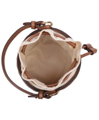 Raffia and Woven Drawstring Bucket Bag - Convertible Top Handle and Crossbody