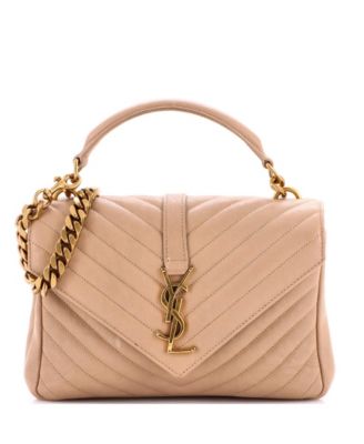 Medium Classic Monogram College Bag Matelasse Chevron Leather