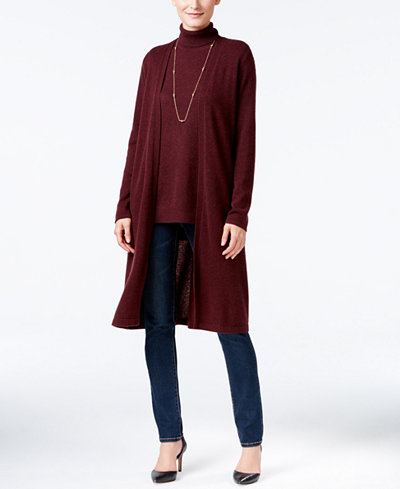 Charter Club Cashmere Duster Cardigan, Turtleneck, & Slim-Leg Pants, Only at Macy's