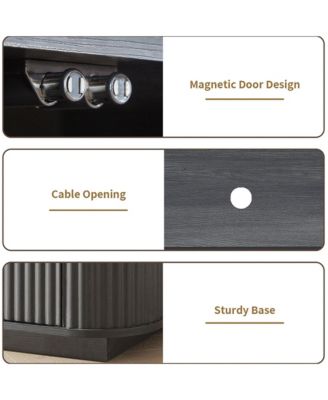 64" Fluted TV Stand, Mid Century Modern Entertainment Center with 2 Doors, 1 Drawer and Open Shelf, Media Console Table for Living Room