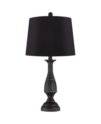 Ben Rustic Farmhouse Table Lamps 25" High Set of 2 Dark Bronze Faux Silk Drum Shade for Bedroom Living Room Bedside Office