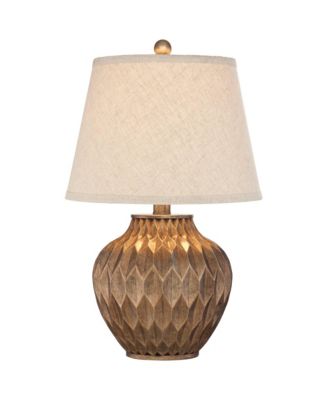 Accent Urn Table Lamp with USB Charging Port 22" High Warm Drum Shade for Living Room Desk Bedroom House